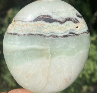 Handmade Polished BLUE ARAGONITE Healing Crystal Palm Stone Pebble CONGO 2.4''