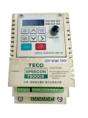   TECO SPEECON 7200CX 220V CLASS INVERTER 3Ø 0-230V 2.0 KVA 4.7A JNTSBDBA0001JK