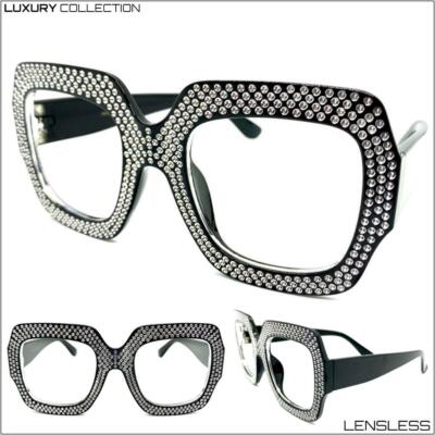 LUXE Eyewear P6245 Damen Retro Oversized eckige Brille ohne Gläser Black Gloss