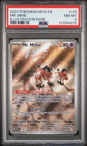 2023 POKEMON MEW EN-151 ILLUSTRATION RARE #179 MR. MIME PSA 8
