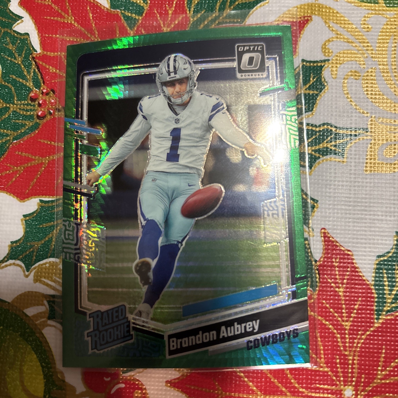 2023 Panini Donruss Optic Green Hyper Prizm #226 Rated Rookie Brandon Aubrey RC