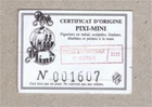 TINTIN / HERGE PIXI CERTIFICATE for MINI-PIXI No. 2101 Tintin Waterproof 1994