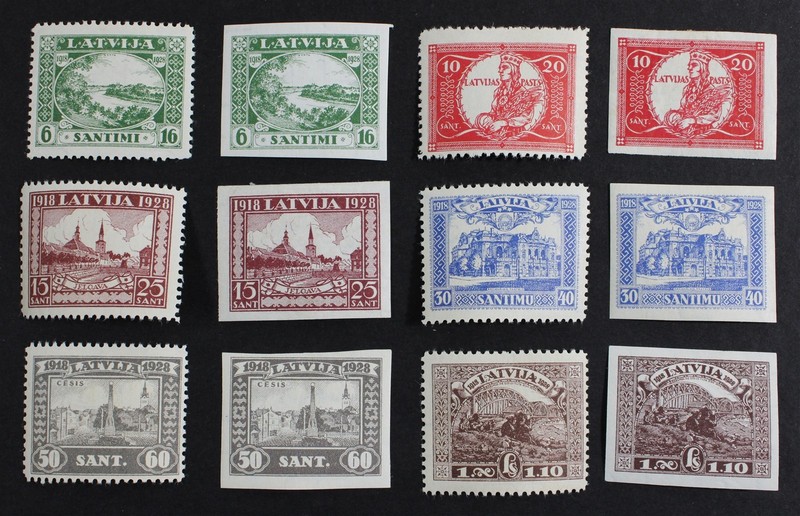 CKStamps: Latvia Stamps Collection Scott#B34-B39 Mint H OG Perf Imperf