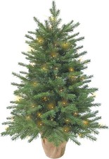 Pre-lit Mini Christmas Tree 90cm/3ft,190 Branches Tips Artificial Pine Xmas Tree