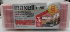 NEW SEALED Lot of 8 Maxell UR 90 Audio Cassette Tapes Bonus Storage Case Box