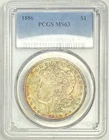 1886 P Morgan Silver Dollar $1 PCGS MS63 🌈RAINBOW TONING‼️🌈