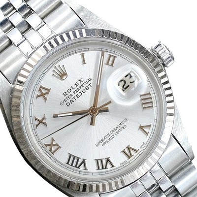 Rolex Datejust 1601 Gold & Steel Silver Roman Dial Fluted Bezel 36mm Mens Watch