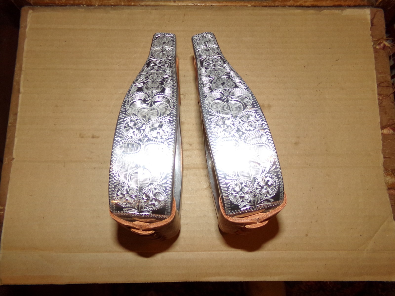 NOS Set Billy Royal Engraved Aluminum Stirrups