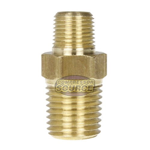 1/4" x 1/8" Male NPTF Pipe Reducing Hex Nipple Solid Brass Pipe Fitting