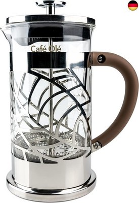 Grunwerg Café Olé Floral Durchsichtiger Kaffeebereiter Kaffeepresse aus Edelstah
