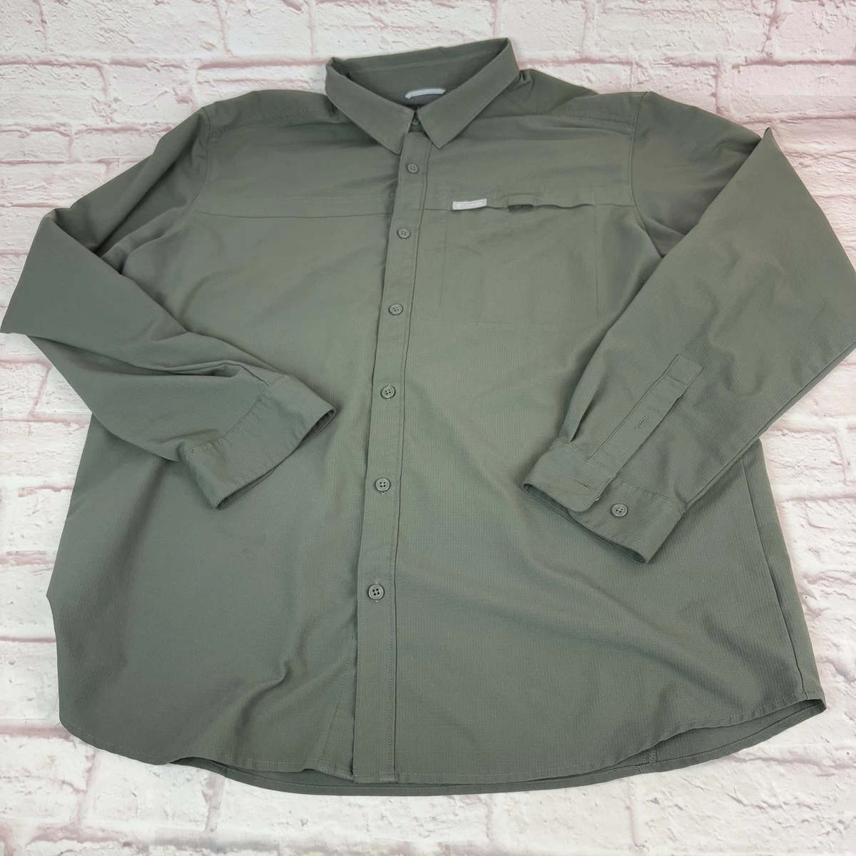Chemise Columbia PFG Performance – Verte, Taille L – Manches Courtes, Pêche