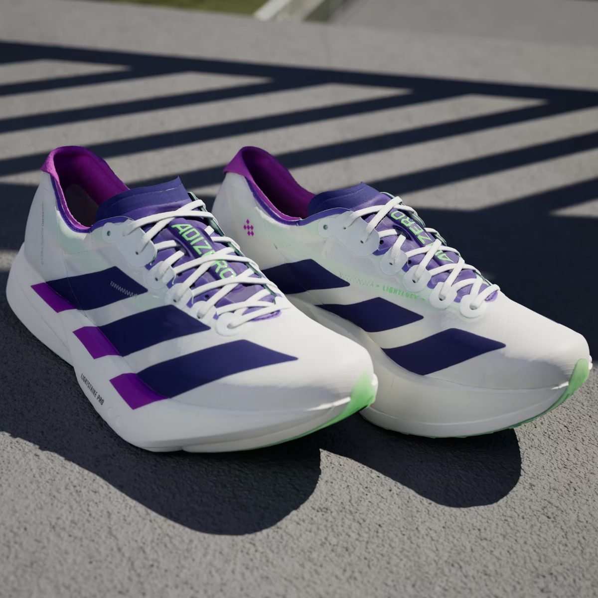 Men's Adidas Adizero Adios Pro 4 Racing Shoes White / Purple /Lime