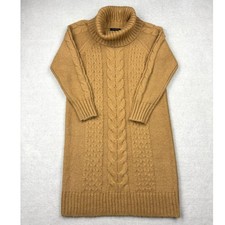 Banana Republic Cable Knit Sweater Dress Womens Medium Camel Tan Wool Alpaca M