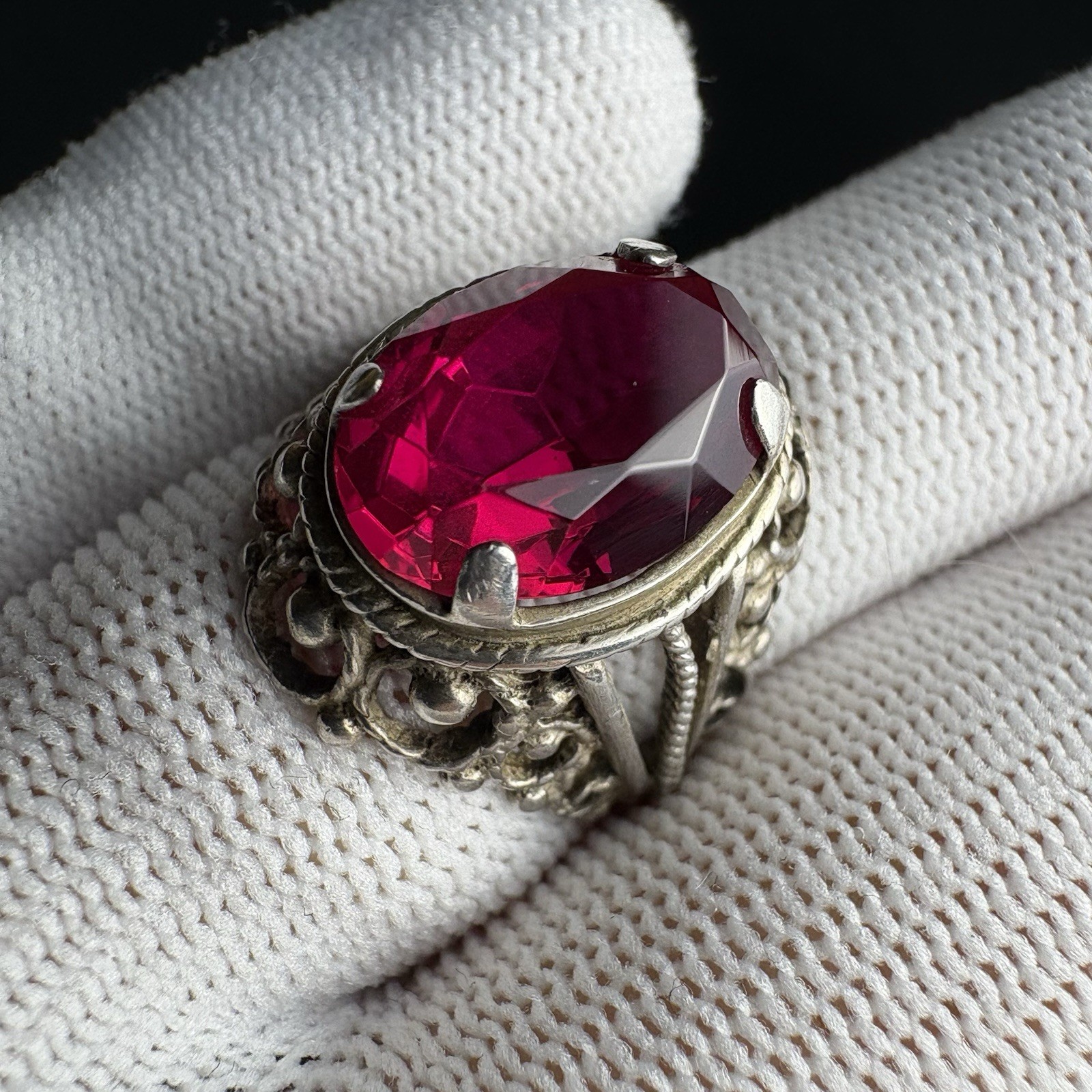 Vintage Ring Silver 875 Soviet Era Ruby size 6.5 - image 7