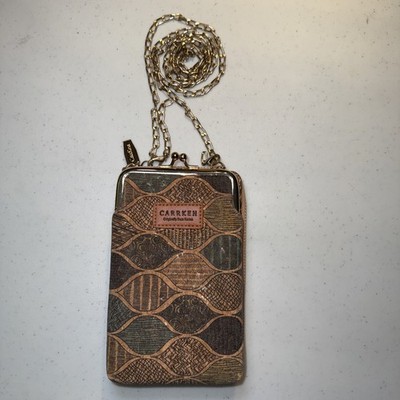 Carrken Crossbody Wallet Purse Cork Pattern Brown Faux Leather bag
