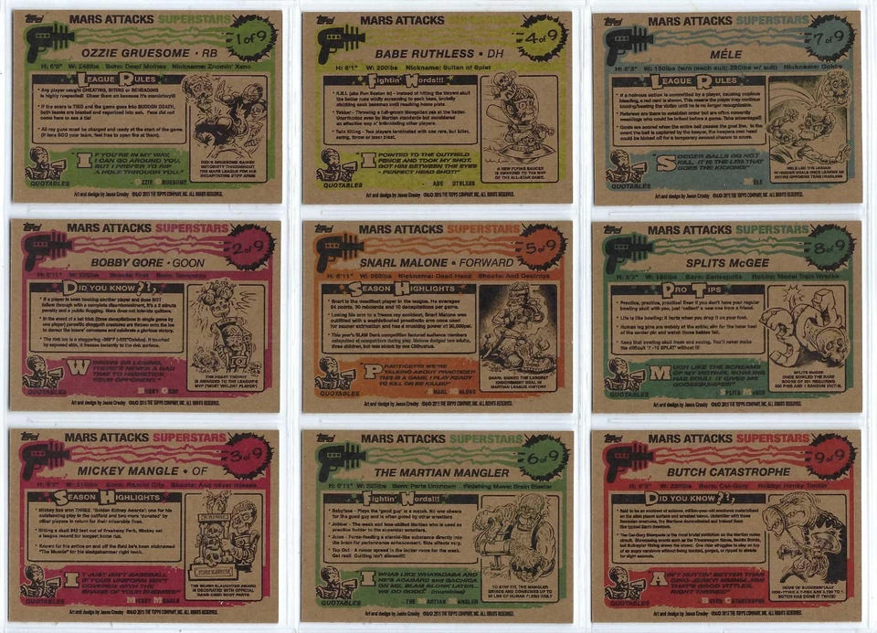 Mars Attacks Occupation SUPERSTARS 9 CARD CHASE SET TOPPS 2015 - Image 2 of 2