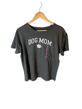 New Modern Lux Women's Shirt Dog Mom Short Sleeve Graphic Gray Size XXL