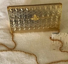 Vintage, made in Italy, Saks Fifth Avenue, gold clutch purse, luxurious metal