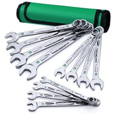 SK Combination Wrench Set, Metric 8 to 19mm, 12-Piece, Metric, Black,green