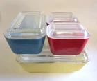 Vintage Pyrex Refrigerator Set Primary Colors  8-Piece Set w/Lids - Nice - Lot B