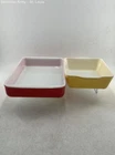 Vintage Pyrex Multicolor Milk Glass Rectangular Shaped Casserole Dishes Lot Of 2