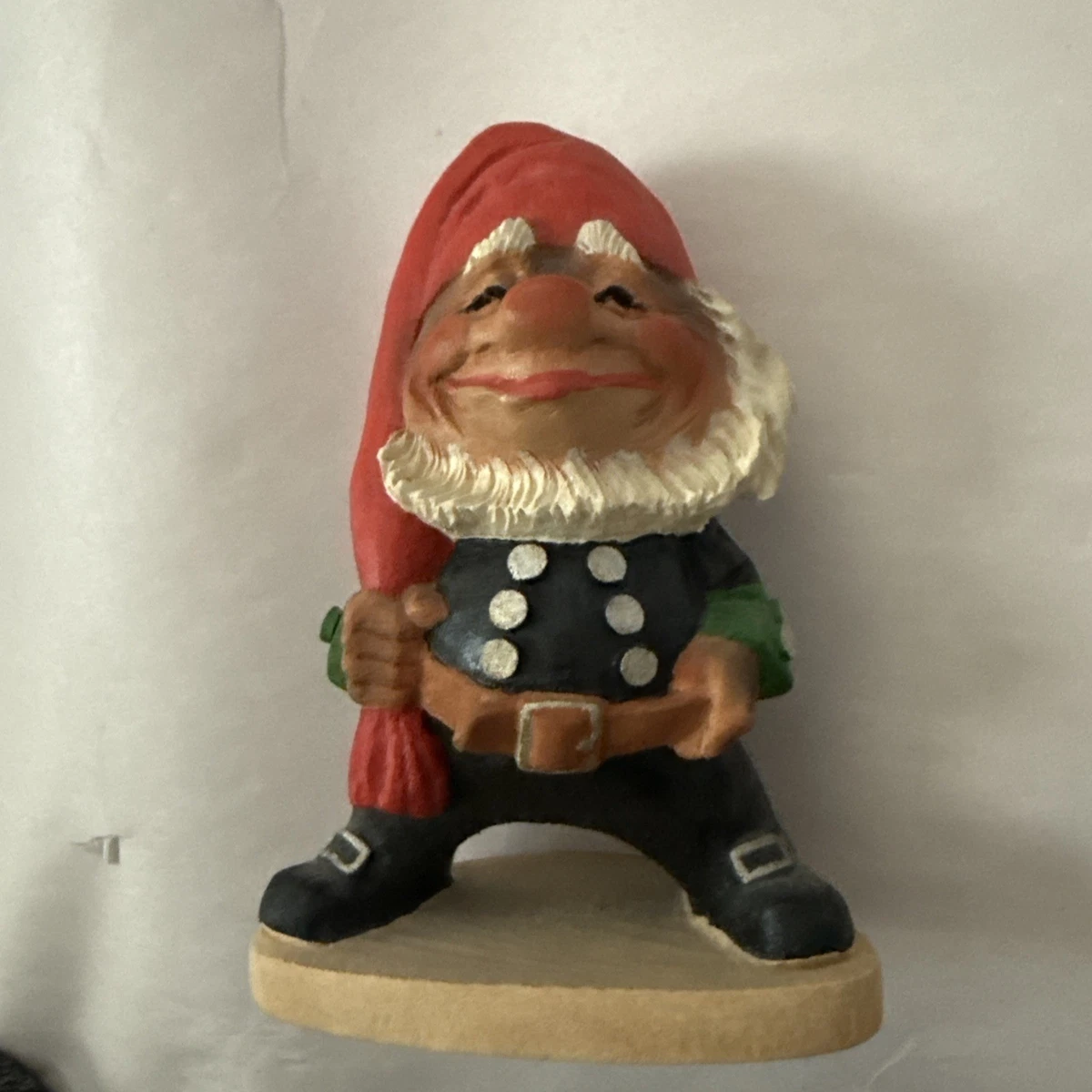 Figurine Troll/Gnome Norvégien Bois - Henning - Sculpté Main Avec Bâton - 17 Cm