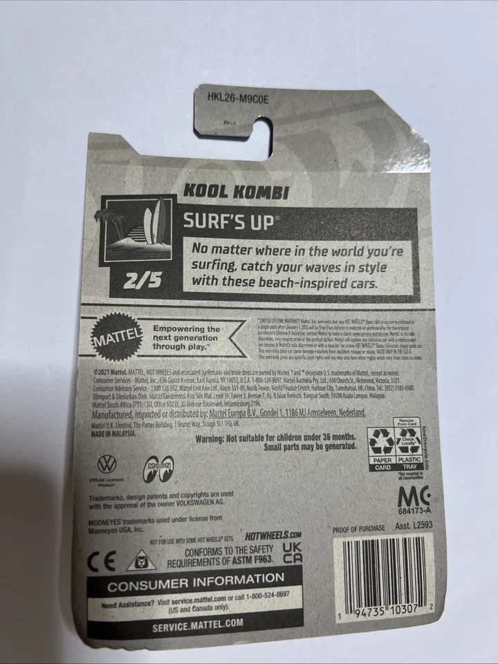 2023 Hot Wheels Walmart #4 Zamac #49 Surf's Up-Moon Eyes 2/5 KOOL KOMBI Zamac - Image 4 of 4