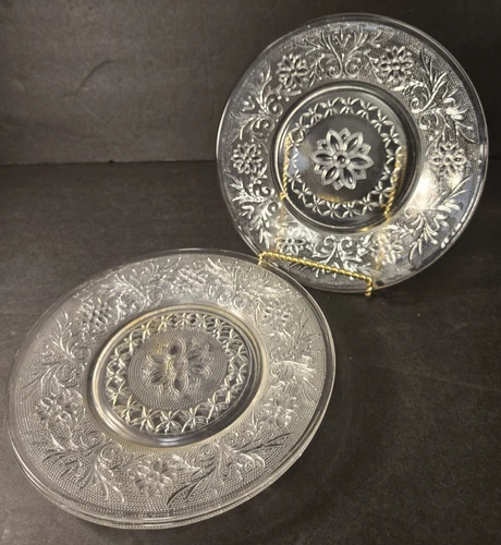 SET OF 3 - Vintage Anchor Hocking Sandwich Plates Clear Glass 8 in