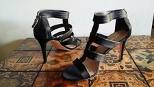 Via Spiga Melanie Open Toe High Heel 9M Black Satin NIB