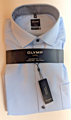 Olymp Herren Hemd Gr. 43 Luxor Slim Line Big bügelfrei  - blau