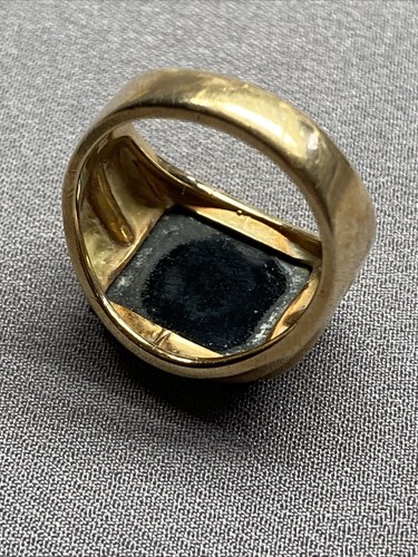 Vintage 10K Solid Yellow Gold Large Onyx Men's Statement Ring Size 8 7.00 Grams - 第 6/9 張圖片