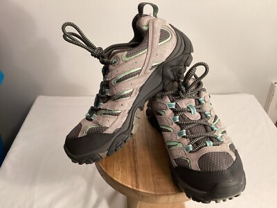 MERRELL Vibram Beige Suede Seafoam Green Outdoor Hiking Shoes Womens Size  US