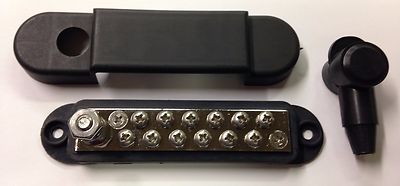 12 Point Terminal Junction Block Stainless Power Post Distribution Buss bar BLK
