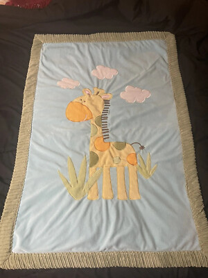 Little Miracles Giraffe Baby Blanket Plush Sherpa Yellow Ribbed Trim Costco 