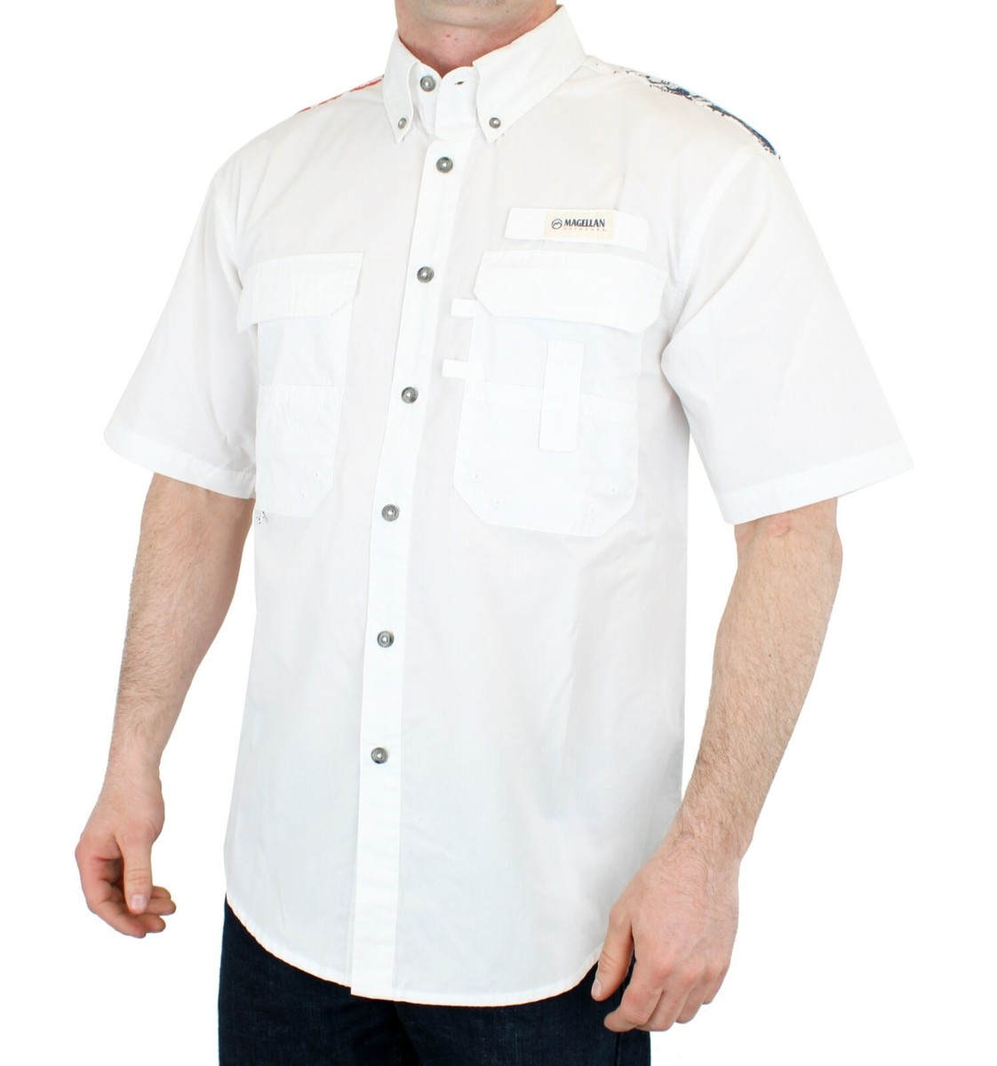 Chemise Magellan Outdoors Homme Taille M - Manches Courtes Vert Pêche - 100% Coton