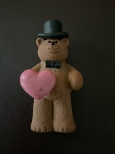 Clay Critters Vintage 1989 Teddy Bear with Top Hat and Heart