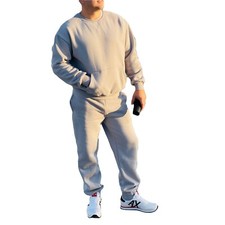 Mens 2 Piece Fleece Sweat suit Sweat set Tracksuit Unisex Winter Crewneck