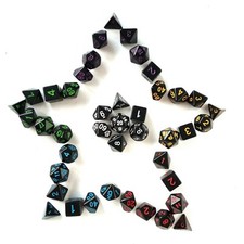 Black Dice Set 7 Polyhedral Die Role Playing DND D&D Pathfinder RPG D20 games