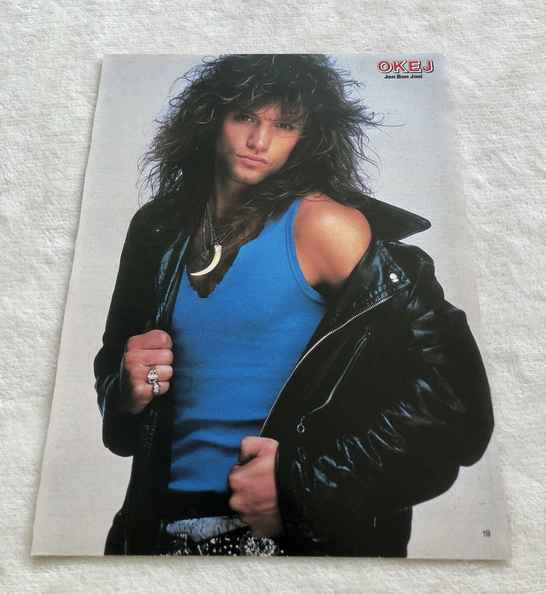BON JOVI 1987 Clipping Poster Swedish Music magazine OKEJ 1980s