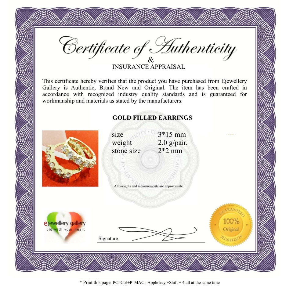 Женские серьги-кольца с искусственным бриллиантом из настоящего желтого золота 18 карат - Изображение 4 из 4