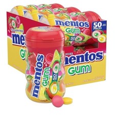 Mentos Sugar-Free Gum Tropical Red Fruit Lime 50 Piece Bottle 6-Bottles 