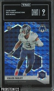 2021 Panini Mosaic Football Blue Caleb Farley #345 TAG 8.5