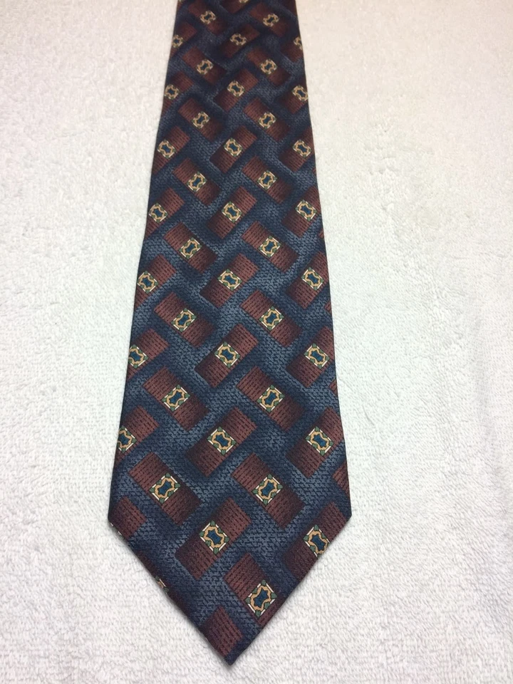 范海森男式领带蓝色棕色和绿色 3.75 X 59 — 第 2/4 张图片