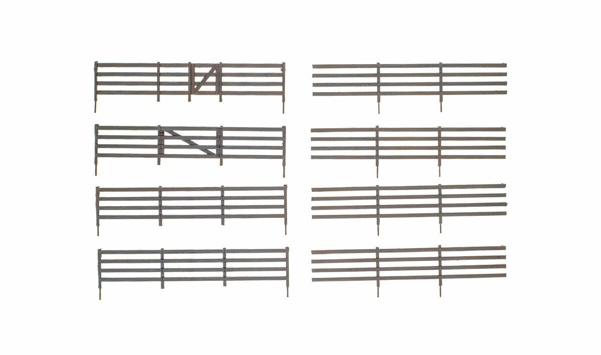 Woodland Scenics 2981 HO Scale Log Fence - Kit with Gates, Hinges & Pins