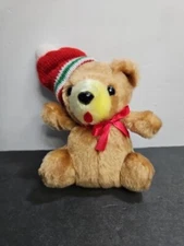 Norman Industries Mini Teddy Bear Plush 5" Tan Red Hat Ribbon Stuffed Animal Toy