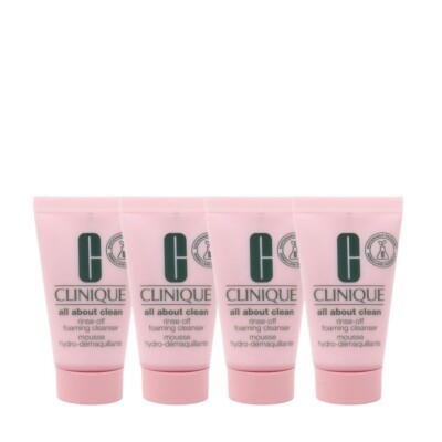 4 x Clinique All About Clean Rinse-Off Cream-Mousse Foaming Cleanser 30ml=120ml