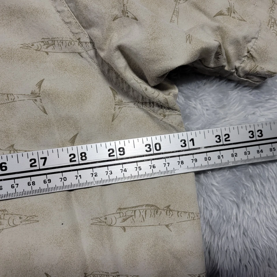 Wrangler Shirt Mens 3XL Brown Fish Print Button Up Outdoor Short Sleeve - Image 4 of 4