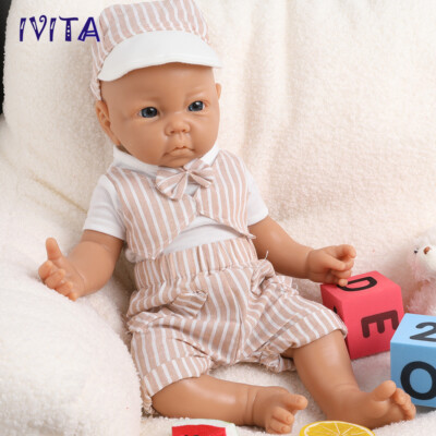 IVITA 17'' Soft Full Body Silicone Reborn Baby Doll Brown Skin Boy Baby