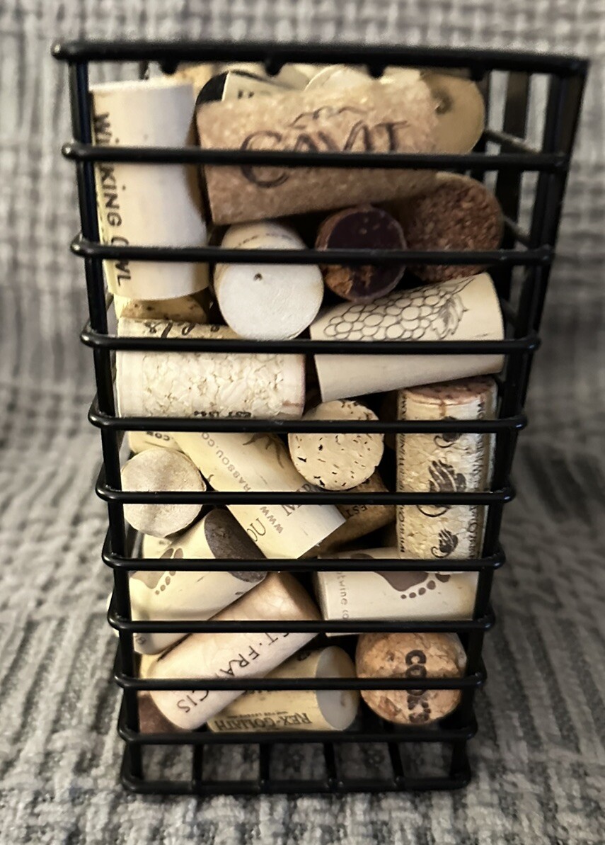 Modren Cork Holder “WINE” Wire Room Décor 11x8 with corks, Top Entry