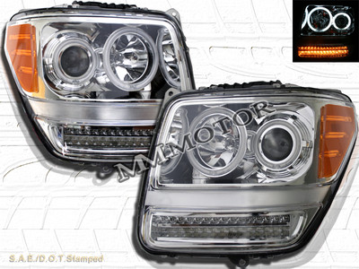 07-11 DODGE NITRO CCFL HALO CLEAR PROJECTOR HEADLIGHTS AMBER LED